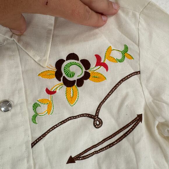 Vintage Border Town Kids Western Button Down Shirt Size 10 Cowboy Retro USA - Picture 3 of 14